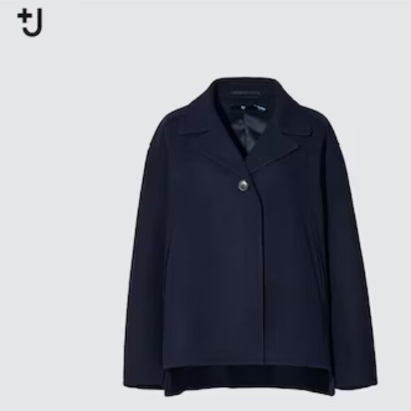 Jil Sander +J Uniqlo Women Oversized Double Face Shirt Jacket Navy Size L NWT - Picture 6 of 16